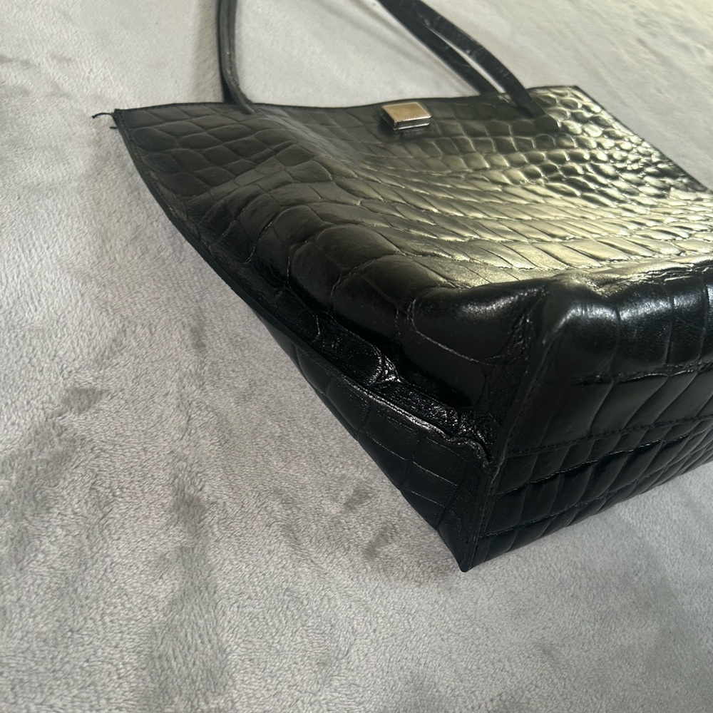 Furla crocodile embossed black leather tote bag - Picture 6 of 16